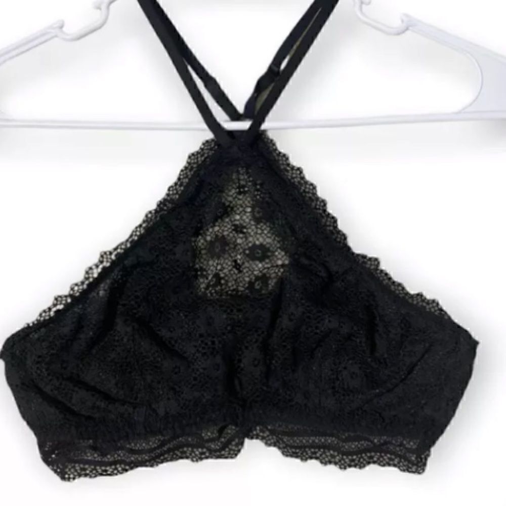 VICTORIA'S SECRET Black High Neck Lacey Bralette Bra Size S